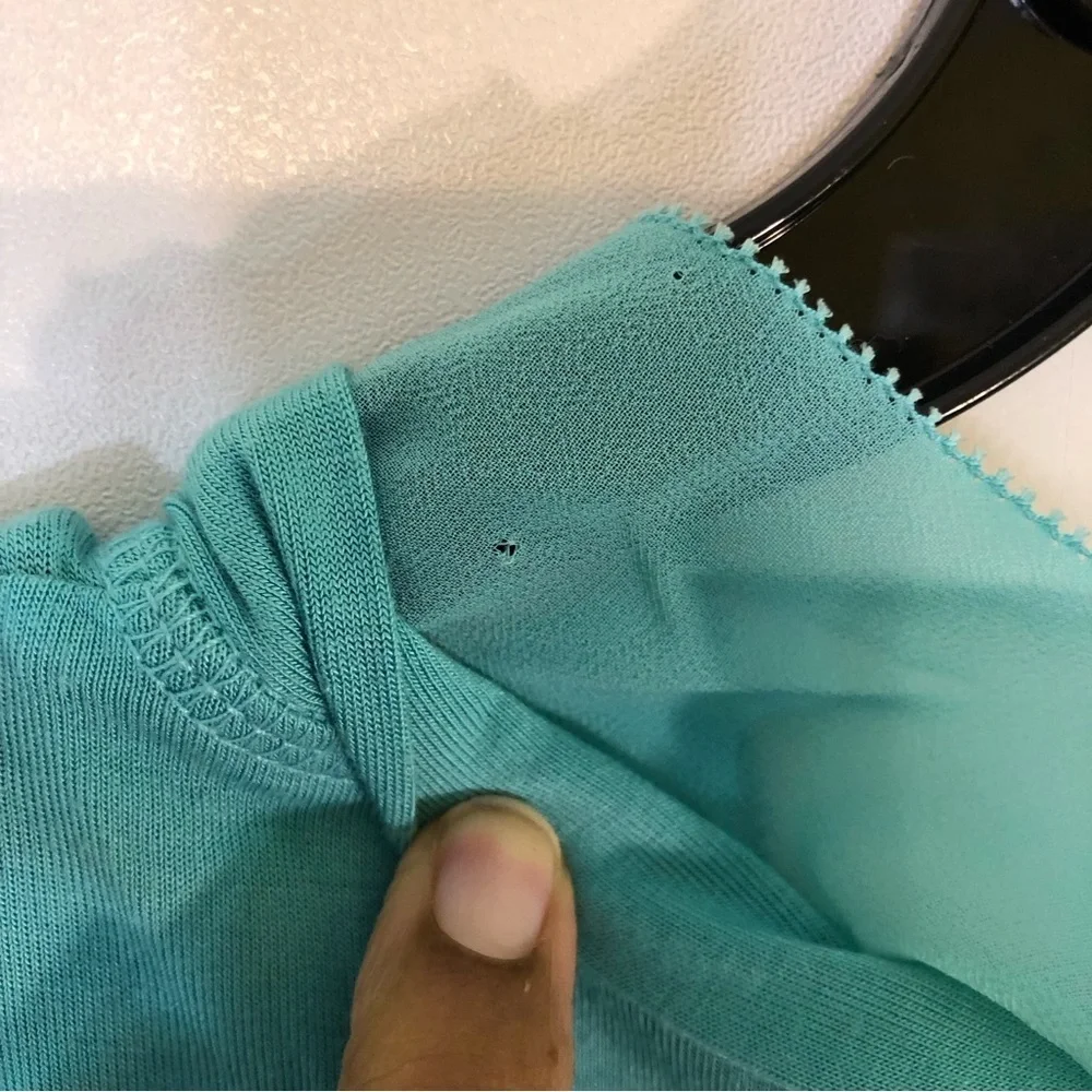 LOGO Lori Goldstein V-neck Vest with Chiffon Trim in Seaglass - Picture 13 of 15